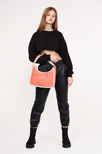 Çantacımstore Geantă Baguette de Lână, Cu două Fețe, Portocaliu