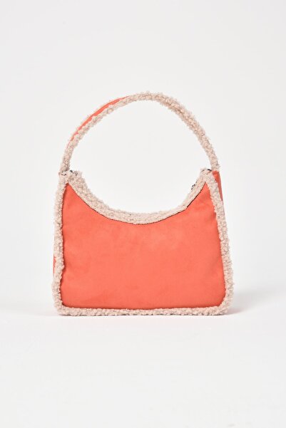 Çantacımstore Geantă Baguette de Lână, Cu două Fețe, Portocaliu