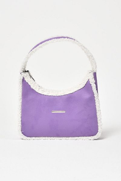 Çantacımstore Women's Strap Double Sided Wool Baguette Bag Lilac