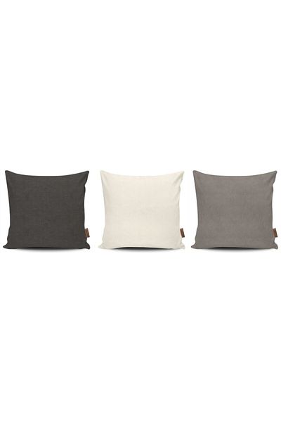 Alacastore Set de huse de pernă decorative din 3 piese, gri închis-crem-gri