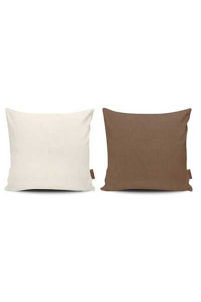 Alacastore Set de 2 perne decorative și huse de pernă de culoare crem și maro amar