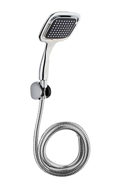 Doras Kare Başlıklı Duş Seti Askı Ve Spiral Hortum Patlamaz Çift Kenetli Spiral