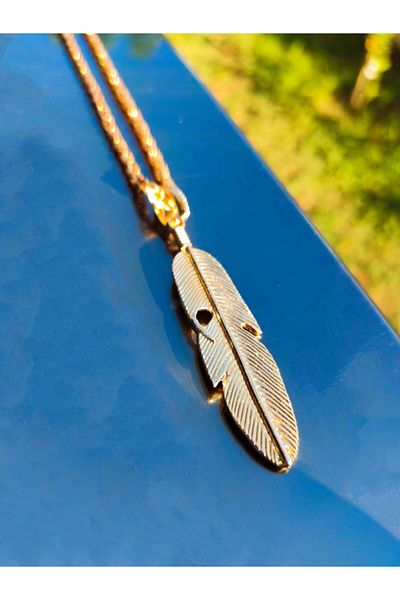 The Collection Gold Color Necklace with Bird Feather Figure