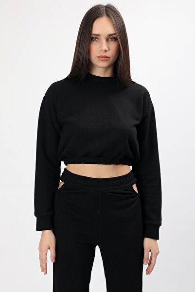 Pencere Detaylı Crop Sweatshirt W21020903