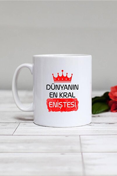 Hedizu Enişteye Hediye Dünyanın En Kral Eniştesi Kupa Bardak Beyaz