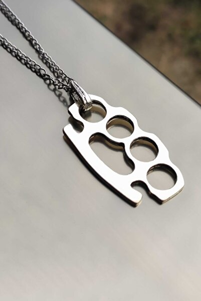 The Collection Gümüş Kaplama Muşta Erkek Kolye