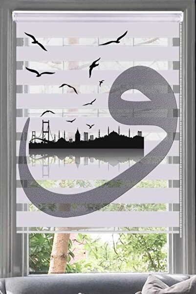 Lotus Vav Istanbul Desenli Zebra Perde - Salon - Oturma Odası - Vavv2