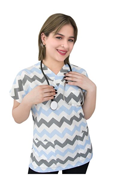 Nur Medikal Giyim Unisex šareni džersej sa zigzag uzorkom