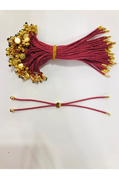 LİVZA BİJUTERİ Asansörlü Ip Bileklik , Koyu Kırmızı Renk Kullanıma Hazır Asan...