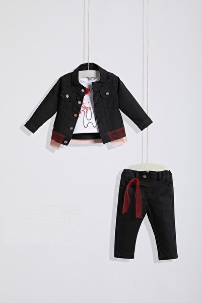 Wogi Kız Bebek Kot Ceket Takım 3'lü Pamuk