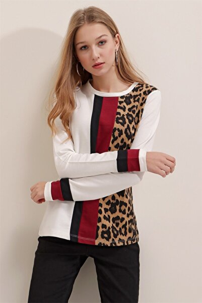 AQE FASHION Γυναικεία λεοπάρ μπλούζα με λεοπάρ στάμπα