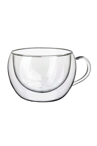 YzHome 270ml Double Glass Double Walled Glass Cup Home Office Cup Double Wall Thermal Insulated Glass Cup with Handle