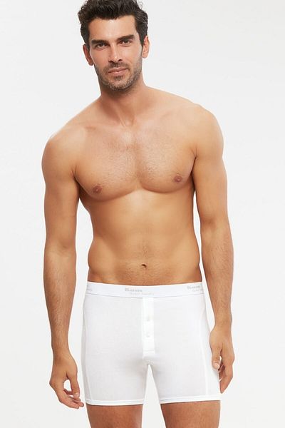 Kom Ανδρικό χτενισμένο βαμβακερό Lycra Compact Long Short Boxer με διπλό κουμπί 6 τεμαχίων