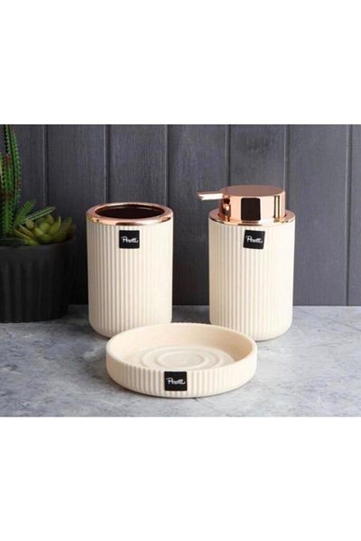 Lejon Home Σετ μπάνιου Perotti Lisbone Rosegold Κρέμα 3 τεμαχίων
