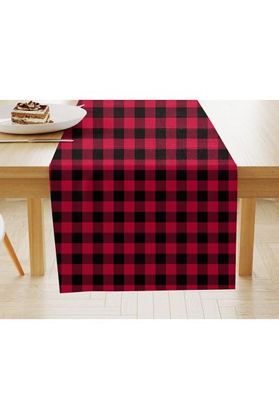 Alacastore New Year Christmas Themed Red Plaid Runner