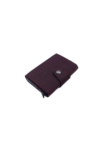 MKM MAN Plaid Leather Look Automatic Card Holder with Mechanism