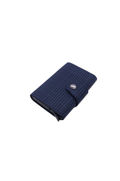 MKM MAN Plaid Leather Look Automatic Card Holder with Mechanism