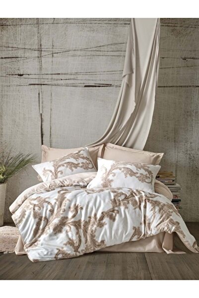 Cotton Box Set cuvertură de pilota dublă Satin Line-loren Bej