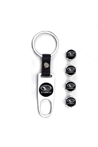 GARDENAUTO Daihatsu Materia Chrome Colored Metal Valve Cap and Keychain Set