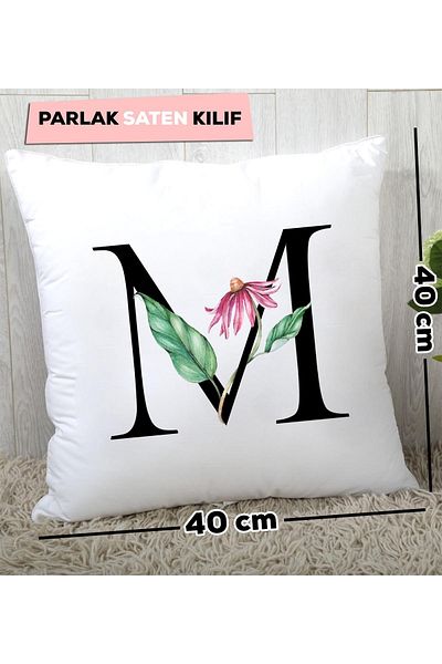 Hedizu Pernă cu litera M cu model floral