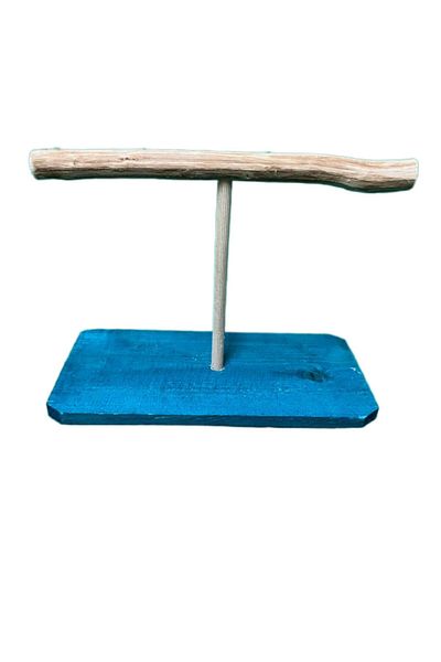 Wooden Bird T Perch with Stand (blue Color)