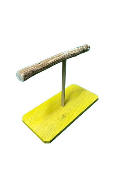 Wooden Bird T Perch with Stand (yellow Color)