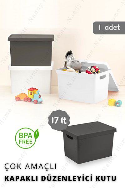 Nandy Home 17 Lt. Κουτί με καπάκι ανθρακί