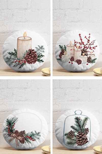 Realhomes 4-Piece Candle & Candlestick Special Motif Digital Printed Modern R...