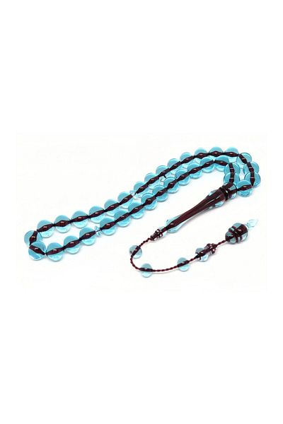 YALÇIN TESBİH Amber Similar 10 mm System Prayer Beads Burgundy Color Inside Turquoise