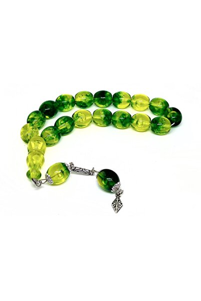 YALÇIN TESBİH مسبحة صلاة أكريليك مقاس 15 × 14 مم مقاس 17 بوصة باللون الأخضر و...