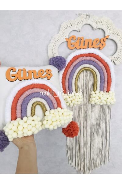 renkli mi renkli tasarım dünyası Set de ornamente și perne pentru ușă din mac...