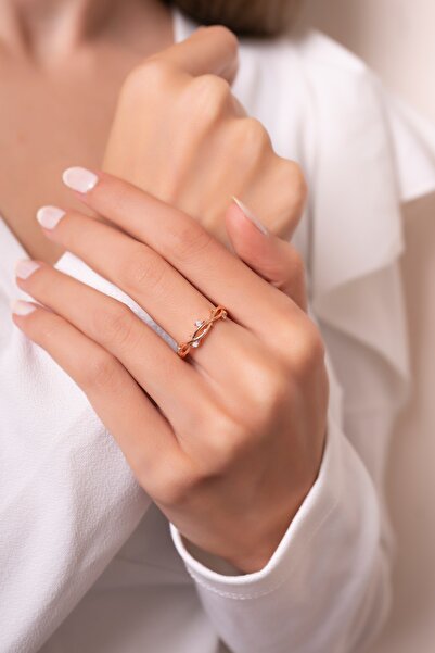 Eva Jewelry Dal Model Sarmaşık Ayarlanabilir 14 K Rose Gold Kaplama Kadın Yüzük