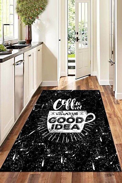 Viva Home Makinede Yıkanabilen Kaymaz Taban Coffee Mutfak Halısı Ar202