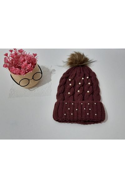 renkli çiçekler Beretă de damă, cu pene de vulpe, culoare burgundă