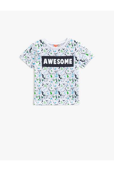 Koton Baby Boy White Crew Neck Cotton Tshirt