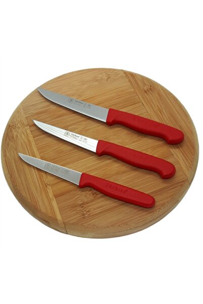 Sürbisa Kırmızı Sürmene Mutfak Bıçak Seti 3 Parça