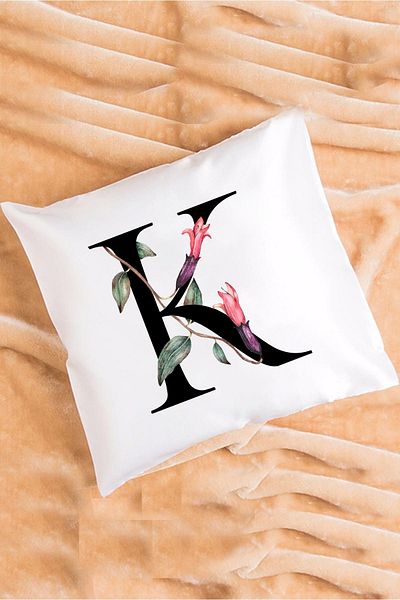 Hedizu Floral Patterned Letter K Pillow
