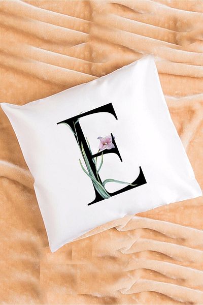 Hedizu Floral Patterned Letter E Pillow