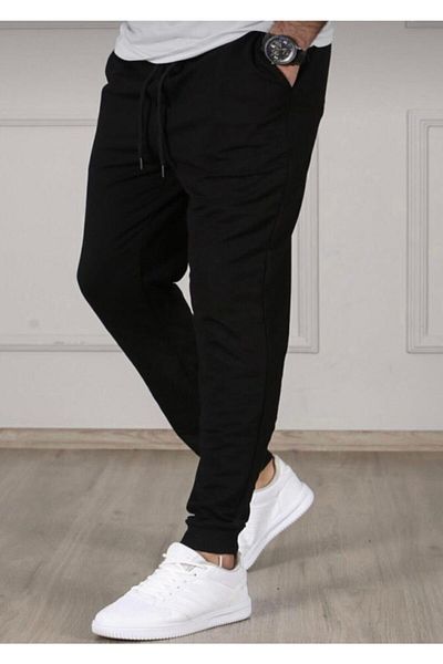 RC-Moda Ανδρικό σκούρο μαύρο παντελόνι Jogger με ελαστικά πόδια