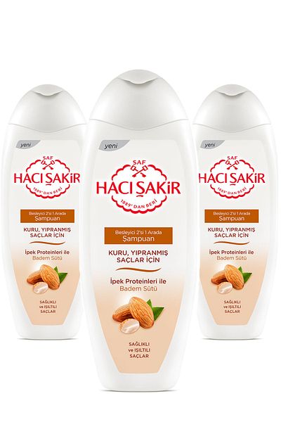 Hacı Şakir Arada Shampoo Almond Milk 500 Ml - Pack of 3