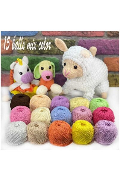 platin hediyelik 15 Adet Natural Cotton Baby Bebe Amigurumi Ipi Seti El Örgü ...