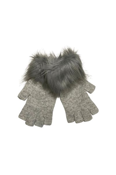FUREVER FASHION Fingerless Gloves with Faux Fur