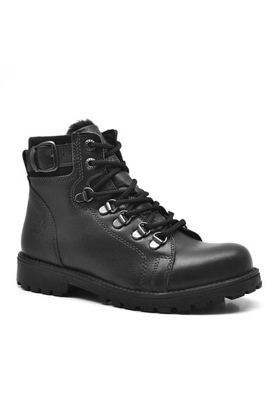 Rıdvan Çelik Μαύρες γούνινες μπότες Unisex από γνήσιο δέρμα με φερμουάρ