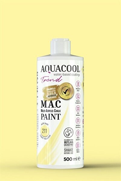 Aquacool Trend M.a.c Su Bazlı Akrilik Hobi Boyası 211 Açik Sarı 500ml