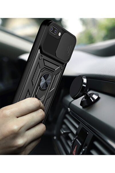 Fibaks Apple iPhone 7 Plus Compatible Case Camera Protection Sliding Ring Armor Military Tank Armored