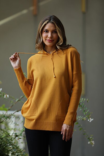 diaves Cep Detay Kapüşonlu Triko Bluz