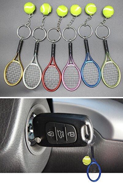 Buffer ® Gerçekçi Tenis Raketi Tasarımlı Şık Anahtarlık Kolye Çanta Süsü Tennis Keychain