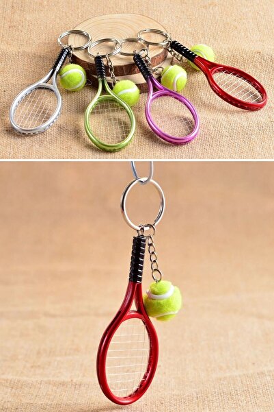 Buffer ® Gerçekçi Tenis Raketi Tasarımlı Şık Anahtarlık Kolye Çanta Süsü Tennis Keychain