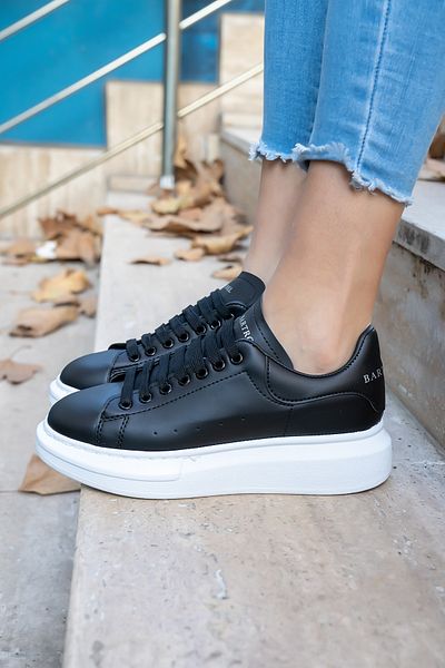 Blyss Unisex černá bílá teniska s tlustou podrážkou bílé sportovní boty
