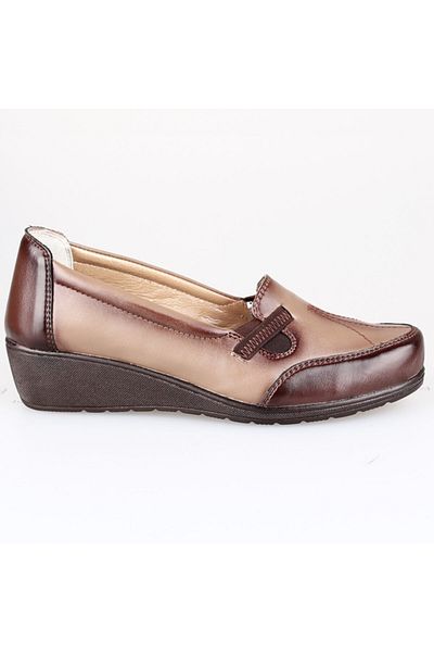 EDİK Shoes Leather Lining Heel Cushioned System Mink